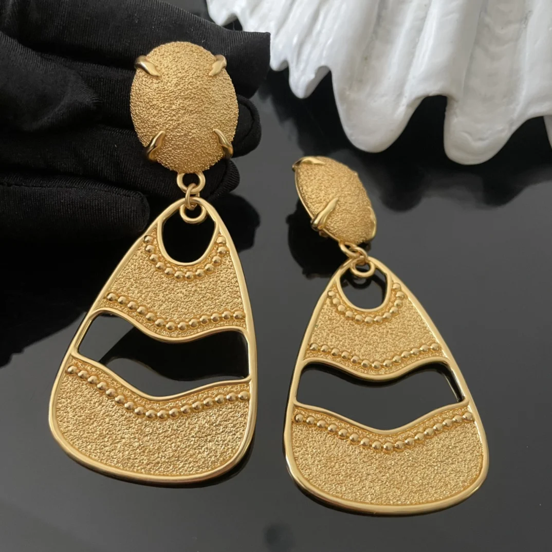 

Винтажные дизайнерские брендовые золотые крупные большие серьги, клипсы для ушей, Женская Роскошная бижутерия