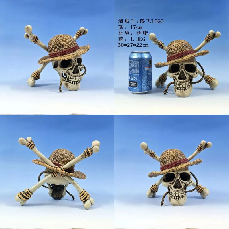 

New 17cm One Piece Anime Resin Material Luffy Skull Skull Logo Ornament Anime Peripheral Ornament Model Fans Gift