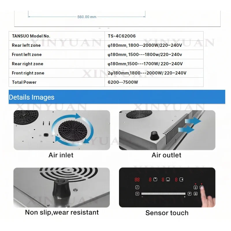 Induction Cooktop, 2 Burners Hidden Invisible Design with Touch Control Panel, Installable Under Granite, Marble and Quartz Ston