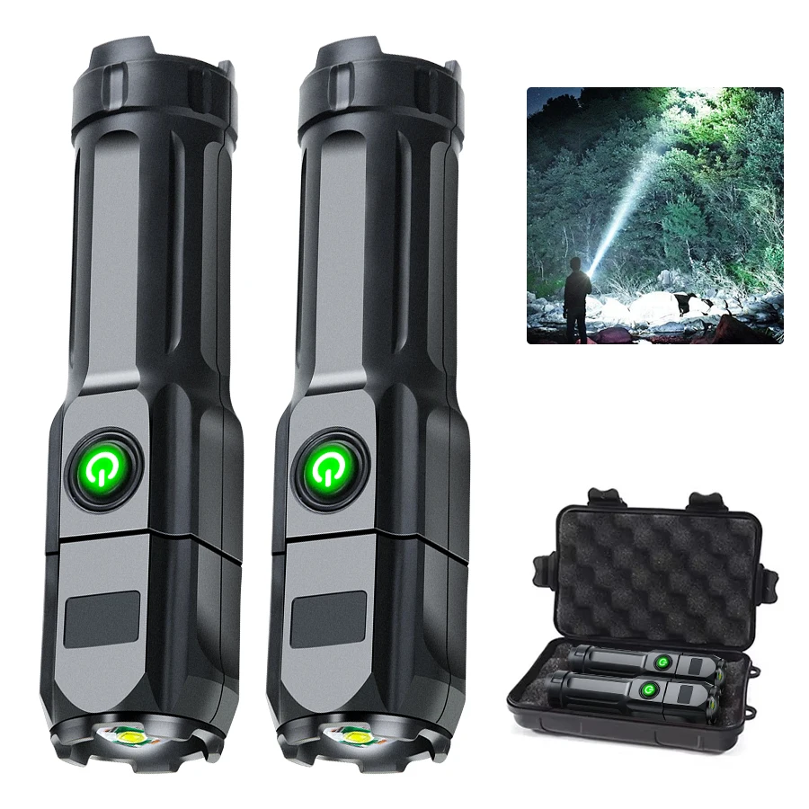 Mini LED Portable Flashlight USB Rechargeable Zoomable Torch with Built-in Battery Outdoor Fishing Hunting Powerful Lantern