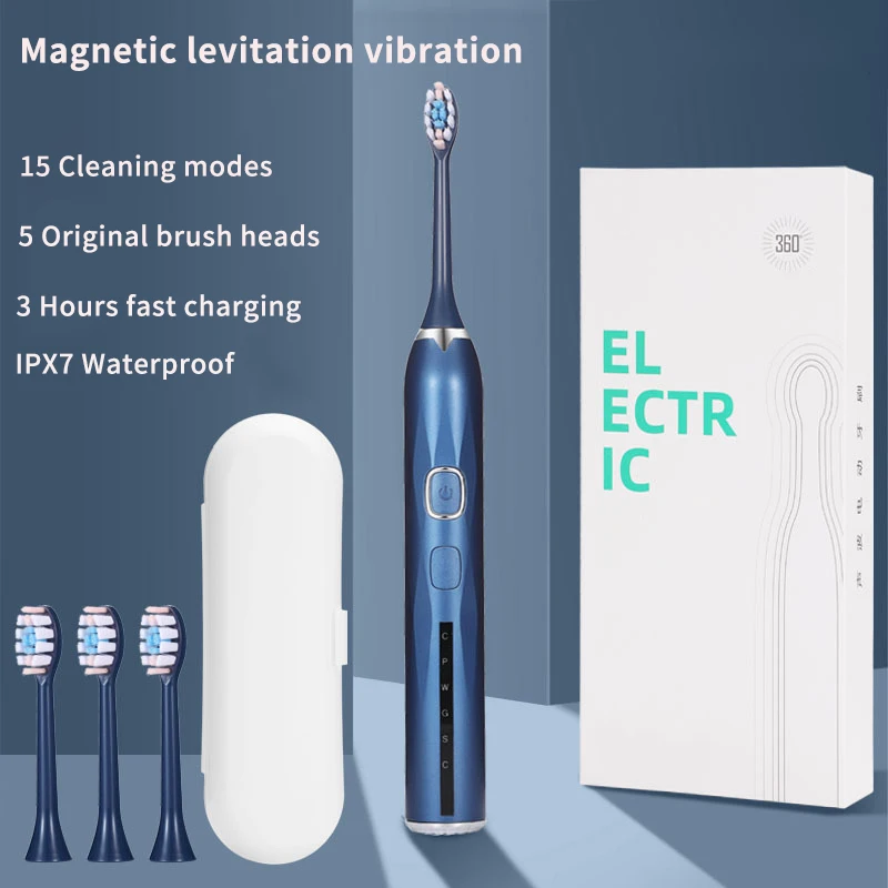 

Sonic Electric Toothbrush with Travel Box Case USB Rechargeable Toothbrushes for Adults with Tooth Brush Heads 5Mode Smart Timer