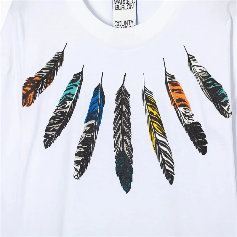 2025 Marcelo Burlon MB Printed Wings Short Sleeve T-Shirt Men's and Women's Trendy Brand Cotton Men's Short Sleeve