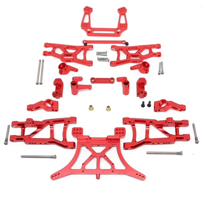

Aluminum Upgrade Parts Kit for 1/10 Traxxas Slash 2WD Rustler Stampede, Suspension Arms & Shock Towers (Blue/Red)