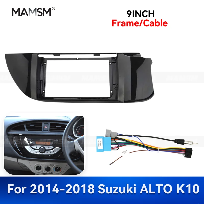MAMSM 9 inch For Suzuki ALTO K10 2014-2018 Android Auto Multimedia GPS MP4 Car Radio Fascia Stereo Frame Wiring Harness Kit