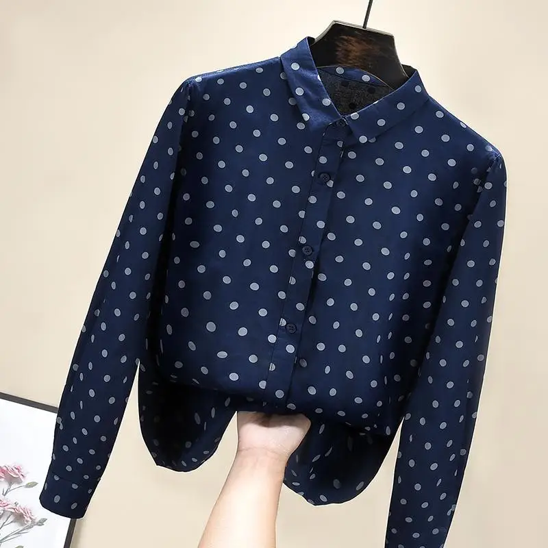 Camicia Casual a maniche lunghe stile straniero donna 2023 primavera e autunno moda nuovo top a pois retrò