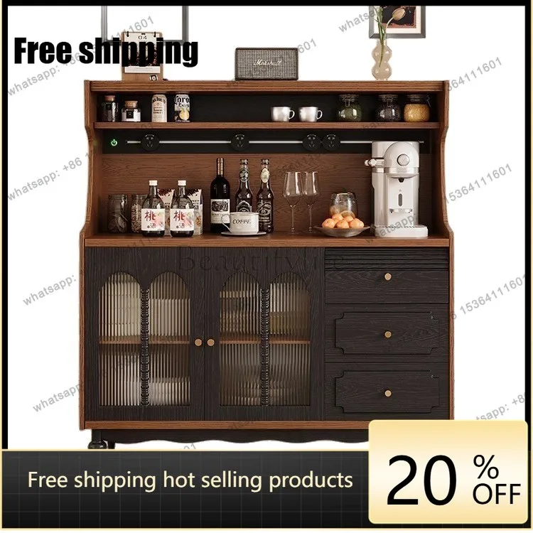 Factory Direct Sales French Medieval Ash Wood Solid Wood Dining Side Cabinet Integrated Storage Storage Cabinet