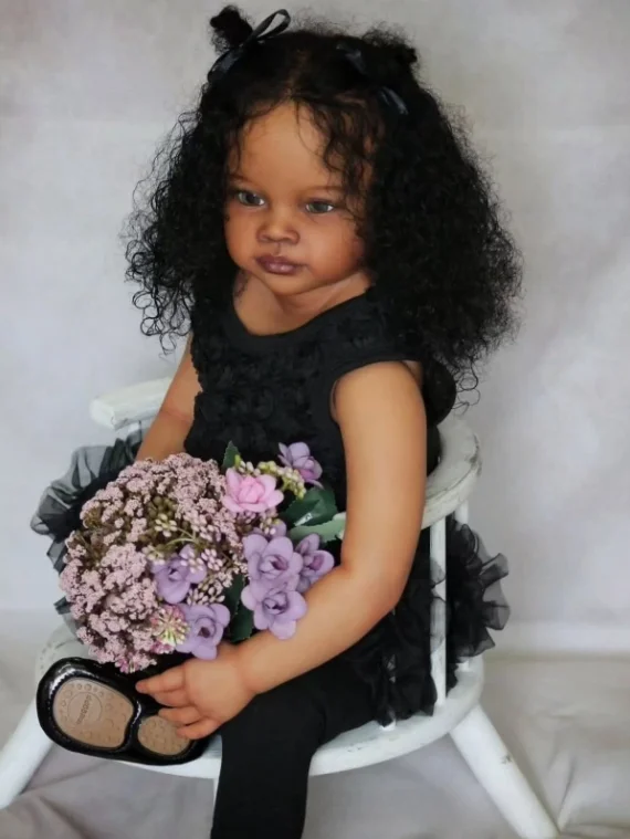

29inch Reborn Baby Tanned Skin Meili With Hand-Rooted Hair Already Finished Doll Huge Girl Real Photos