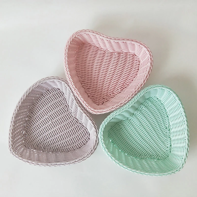 Love Heart Shape Basket Desktop Sweet Color Basket Photo Props For Home Storage Decoration Basket Nordic Storage Fruit Basket