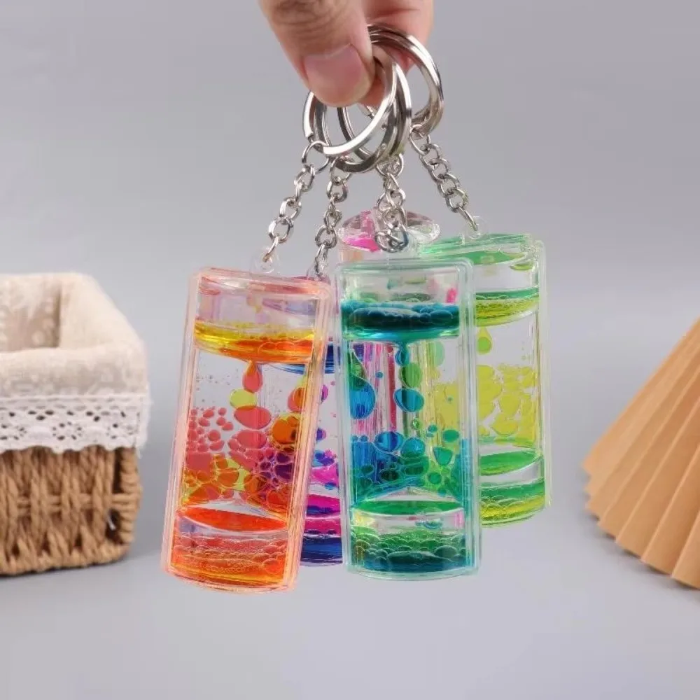 Colorful Key Ring Handicraft Hanging Decoration Liquid Timer Keychain Bag Charm Keychain Pendant Dynamic Bubble Hourglass Gift