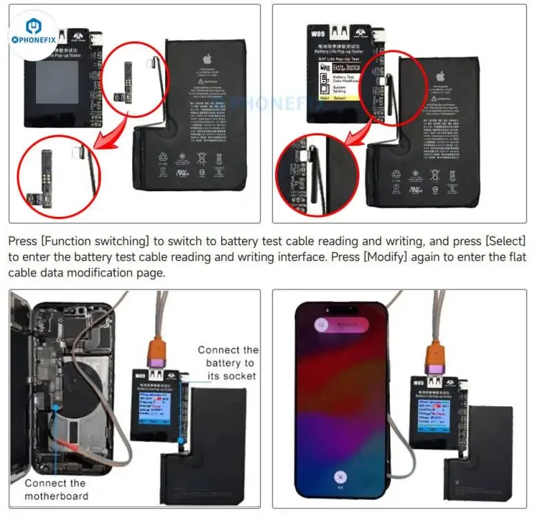 W09 Pro V3 Battery Life Pop-up Tester Programmer for iPhone 11-15 \