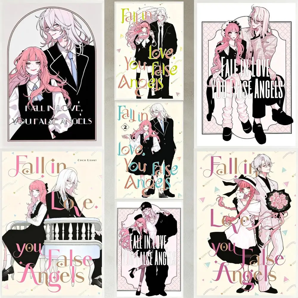 comic Fall in Love, You False Angels Poster Poster HD Waterproof Self-adhesive Art Print Wall Decor for Bedroom Living Room Gift