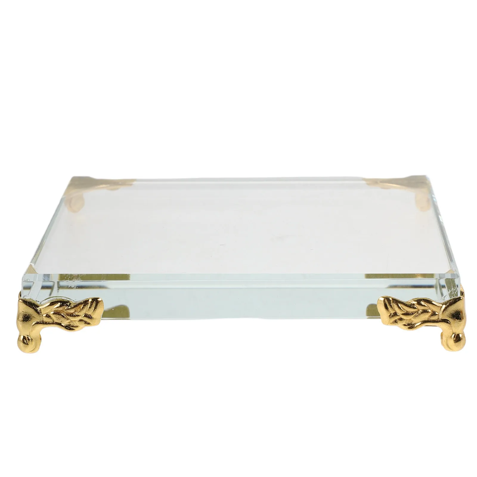 Square Crystal Paperweight with Metal Edge – Clear Display Base for Succulents, Rings & Jewelry