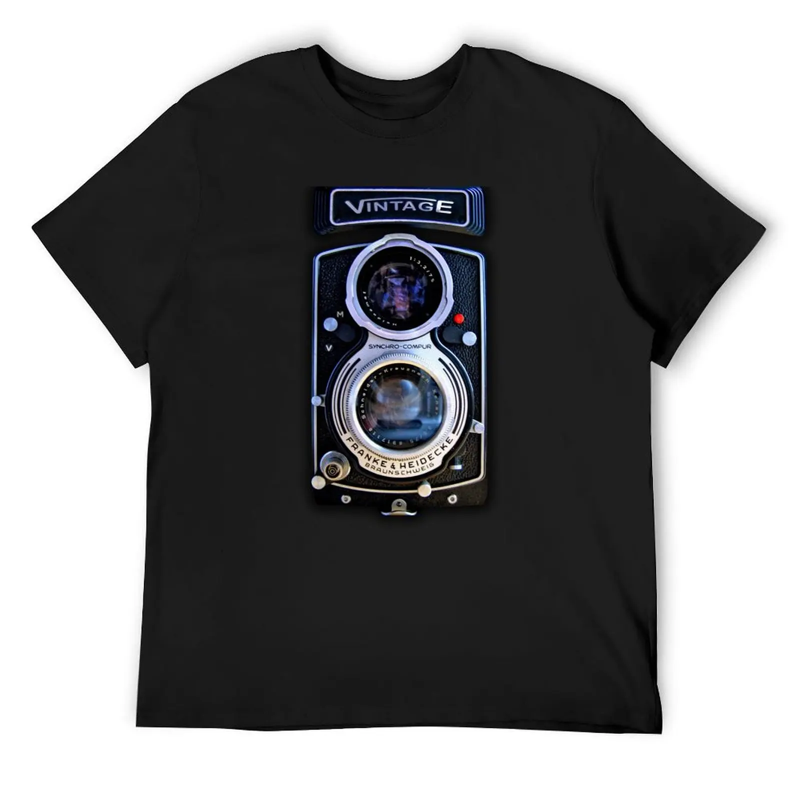 Classic Black Silver Double lens camera T-Shirt quick-drying vintage anime shirt men workout shirt