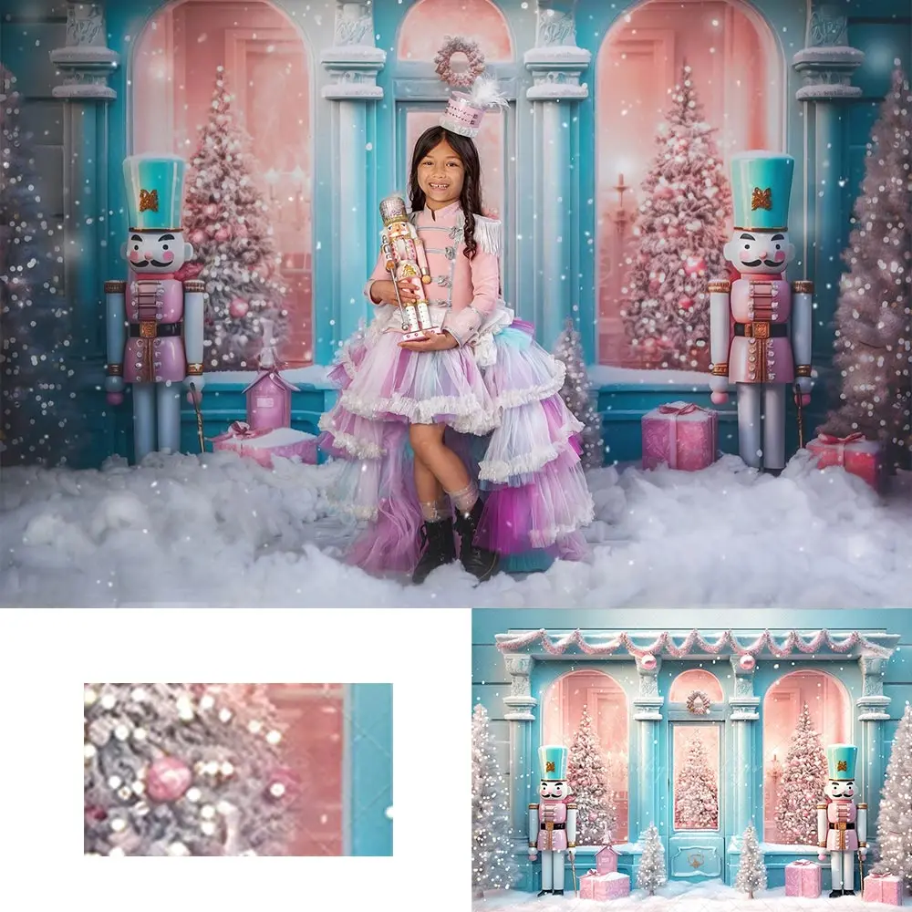 

Christmas Sugar Plum Shop Backdrop Kids Baby Cake Smash Winter Snowy Child Girls Adult Portrait Backgrounds