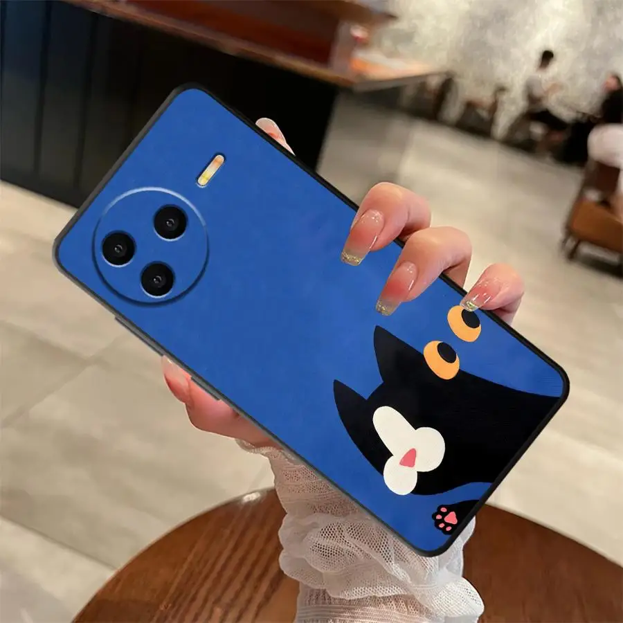 حافظة لهاتف شاومي ريدمي 10 K40 K50 Gaming 9A 9C K60 9T A1 A2 Plus 13C 12C 12 A5 غطاء خلفي ناعم قطة سوداء لطيفة #3