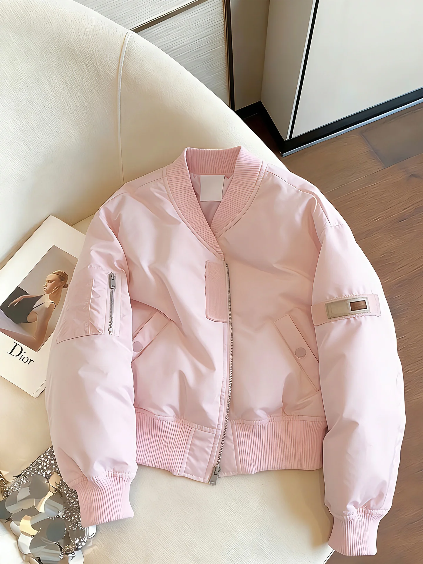 

Korean Sle Sweet Baseball Collar ort Cotton Jaet Women's Warmth Outerwear Loose Slimming Autumn Winter Faion Top