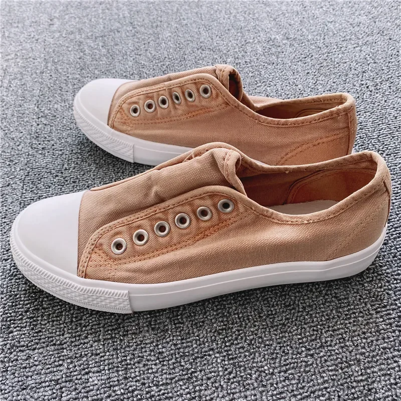 XIHAHA New Fashion Lazy Men Women Loafers Canvas Shoe Old Soft Comfortable Shoes Old Classic Low Cut Couple Woman Sneaker