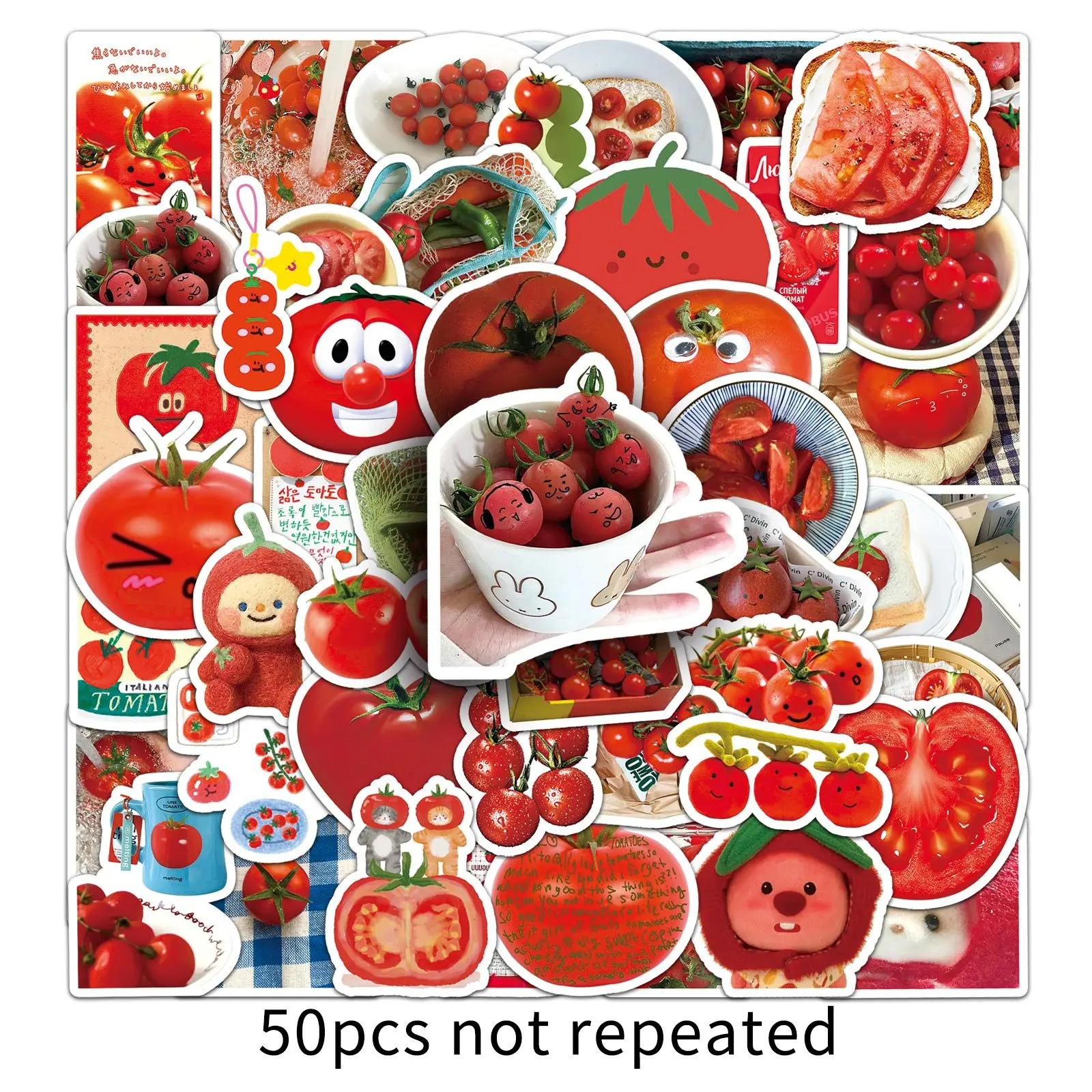 

10/50PCS INS Stickers Tomato Cartoon Decals Fruit Graffiti Red Style DIY Decoration Fridge Laptop Guitar Car Bike Skateboard Toy