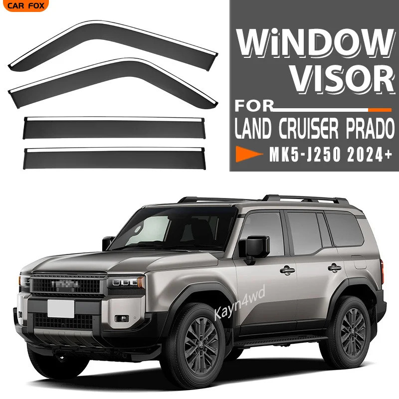 Rainshields Wind Rain Guard Shade Window Visors For 1990+ Toyota Lander Cruizer Prado FJ70-FJ250 Series Window Trim Accessories