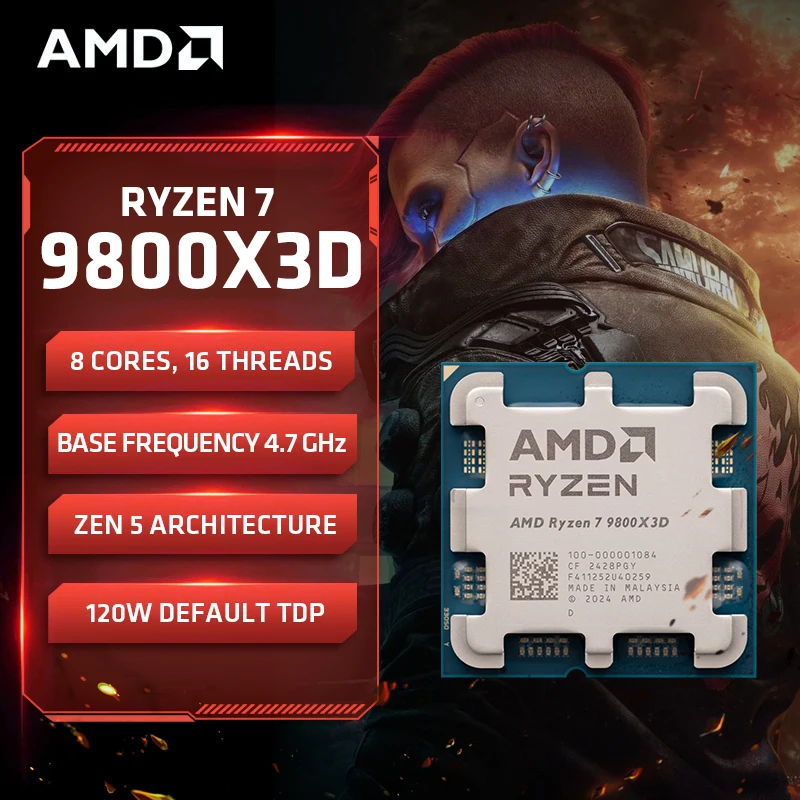 AMD Ryzen 7 9800X3D R7 9800X3 5.2 GHz 8-Core 16-Thread CPU 4NM 96M