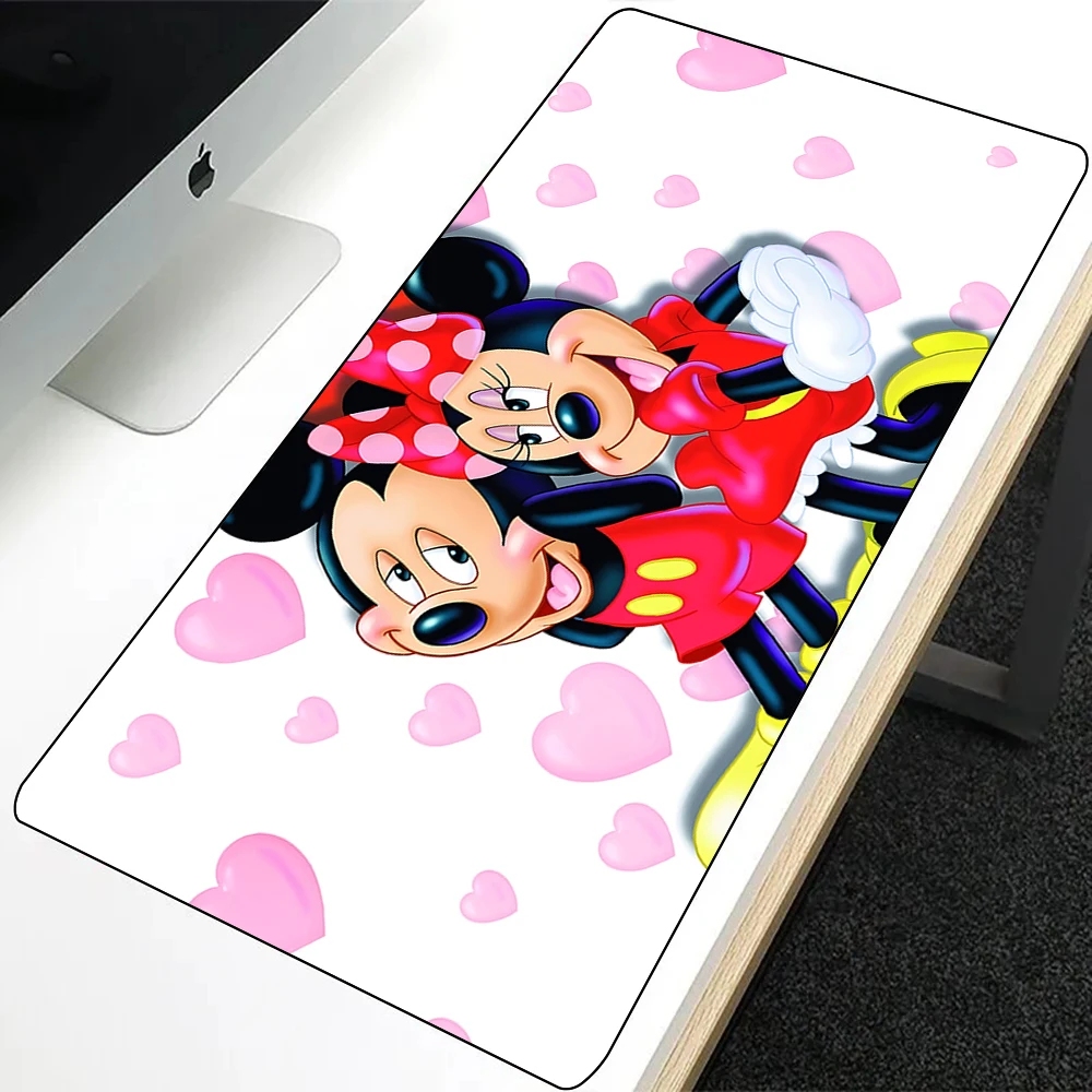 Cute Cartoon Mickey Minnie Mousepad HD Printing Computer Gamers Locking Edge Non-slip Mouse Pad XXL90x40cm Keyboard PC Desk Pad