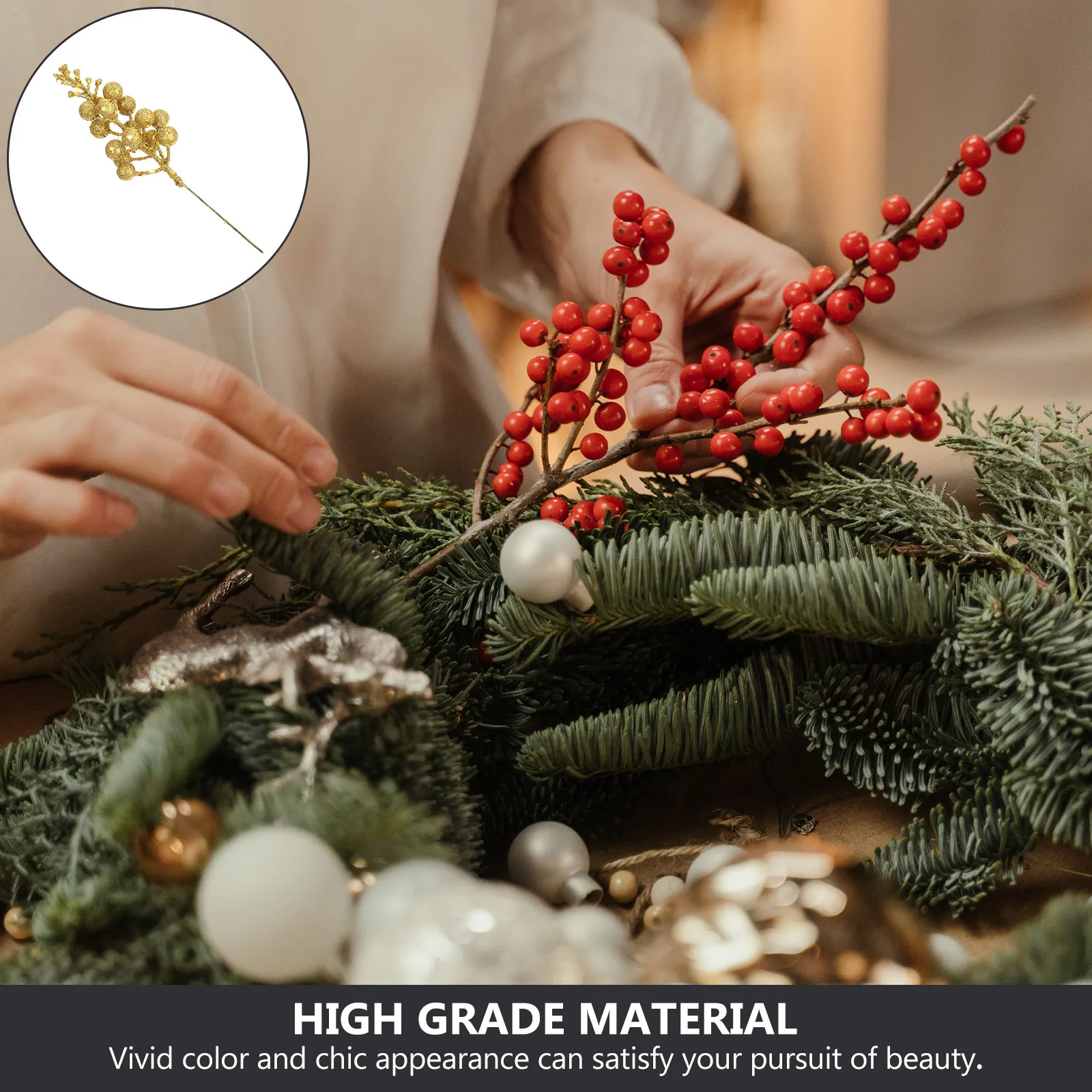 20 pièces de petites branches de baies artificielles, décoration de Noël, ornements rustiques, accessoires de photographie de mariage, décoration.
