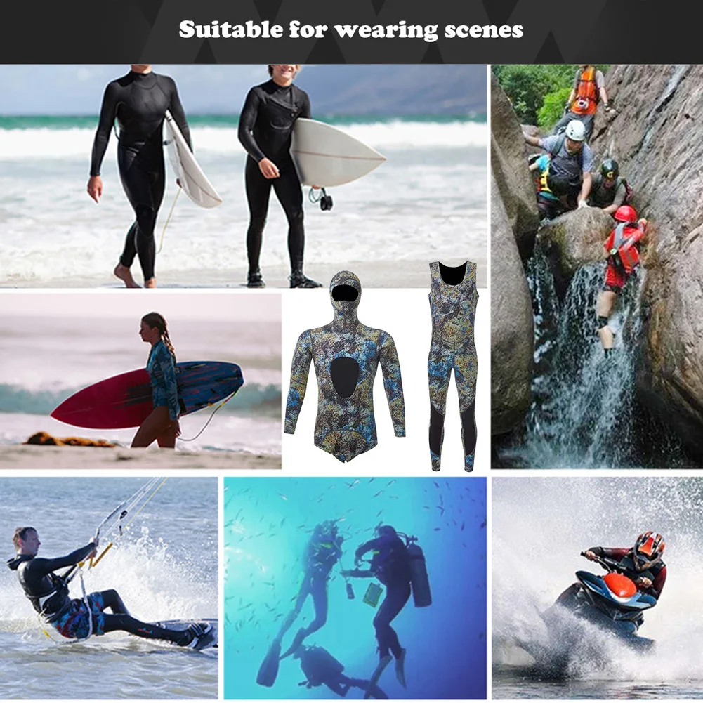 Mens Spearfishing 1.5/3mm wetsuits Camouflage Neoprene One Piece Scuba Free Diving Suits With Chest Pad for Cold Water Swimming