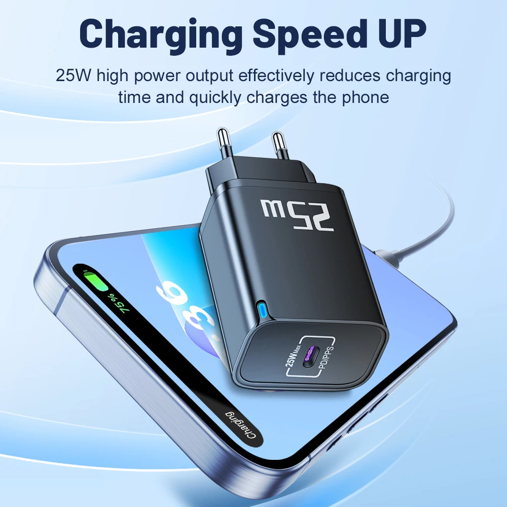 PD 25W USB C Fast Charger for iPhone 15 Pro Xiaomi Samsung Oneplus EU US UK Plug Type C Phone iPad Tablet Fast Charging Adapter