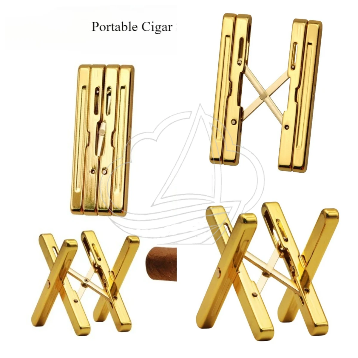 Foldable Portable Cigar Holder, Pure Copper Gold-plated Cigar Snow Rack Minimalist Cigarette Stand