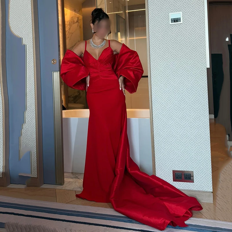 

Thinyfull Red Maxi Mermaid Prom Evening Dresses Sweetheart Backless Party Dress With Shawl Night Cocktail Prom Gowns Customized