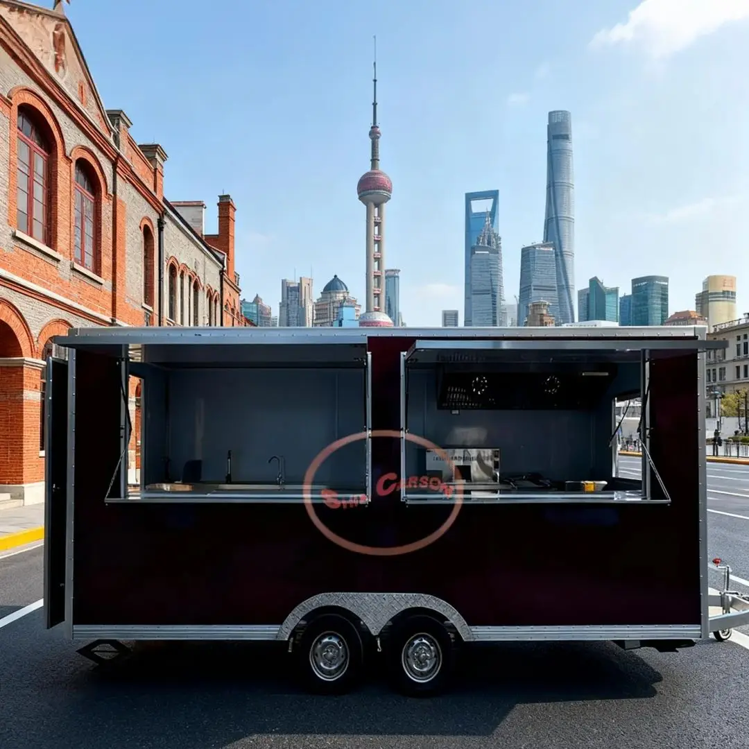 

Outdoor Towing Mobile Snack Cart Street Food Trailer Commercial Fast Food Vending Cart