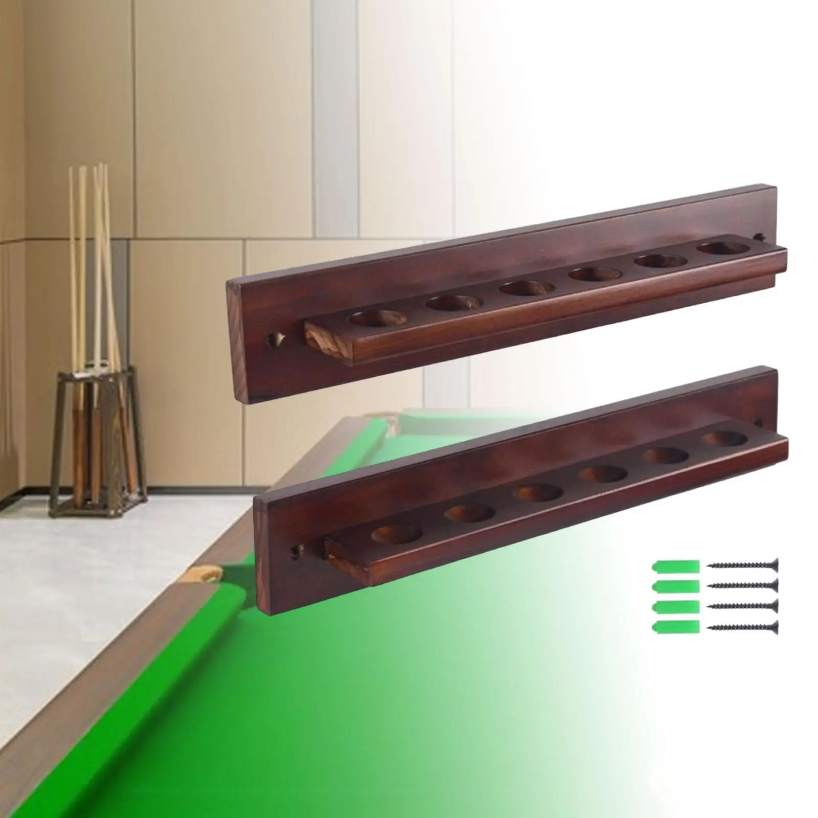 Billiard Cue Rack 6 Pool Cue Wall Rack Professional Billiard Cue Rest Pool Cue Holder for Family Recreation Room Clubhouse