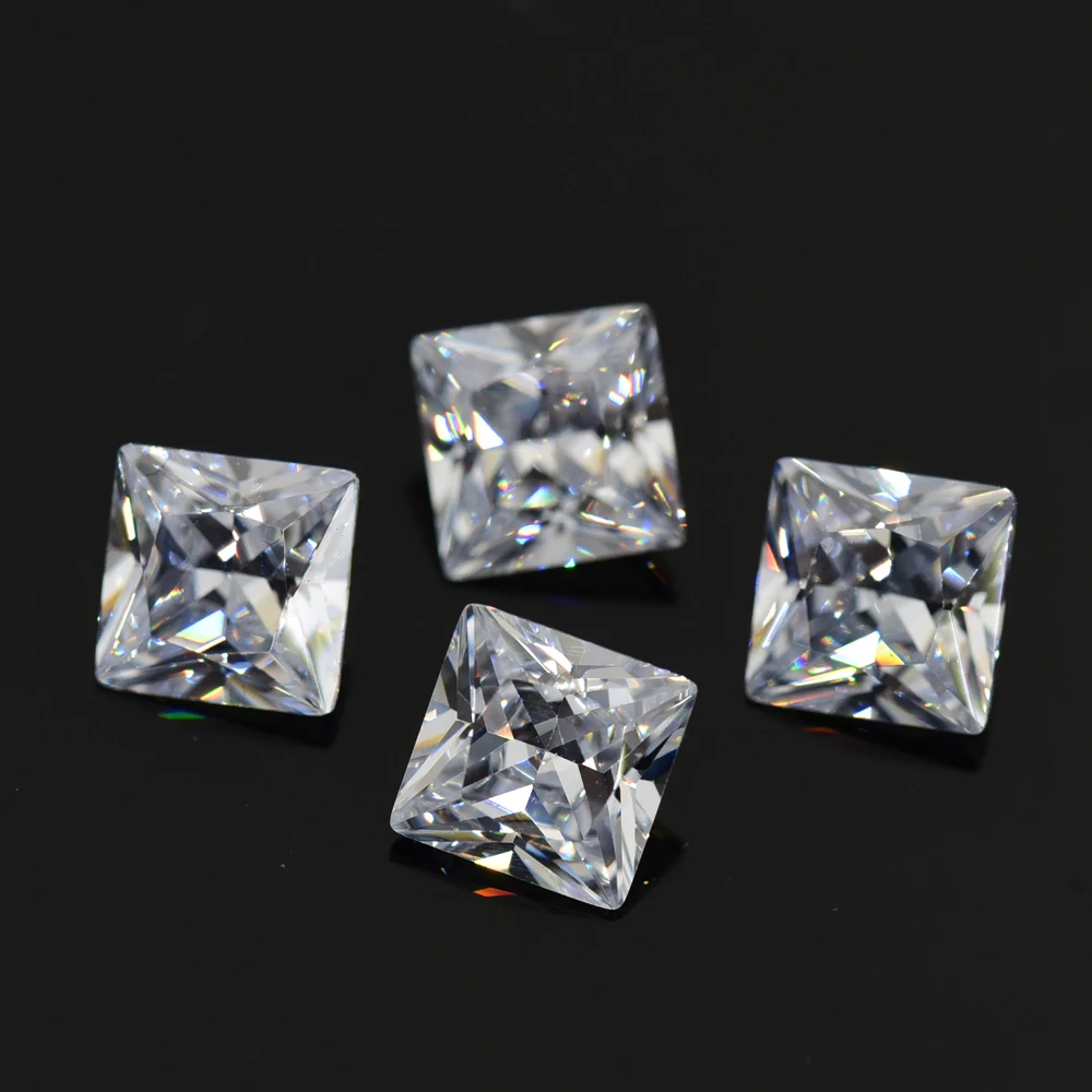 Princess Cut White 1.25x1.25~14x14mm Square Shape CZ Stone Synthetic Gems Cubic Zirconia For Jewelry 5A Brilliant