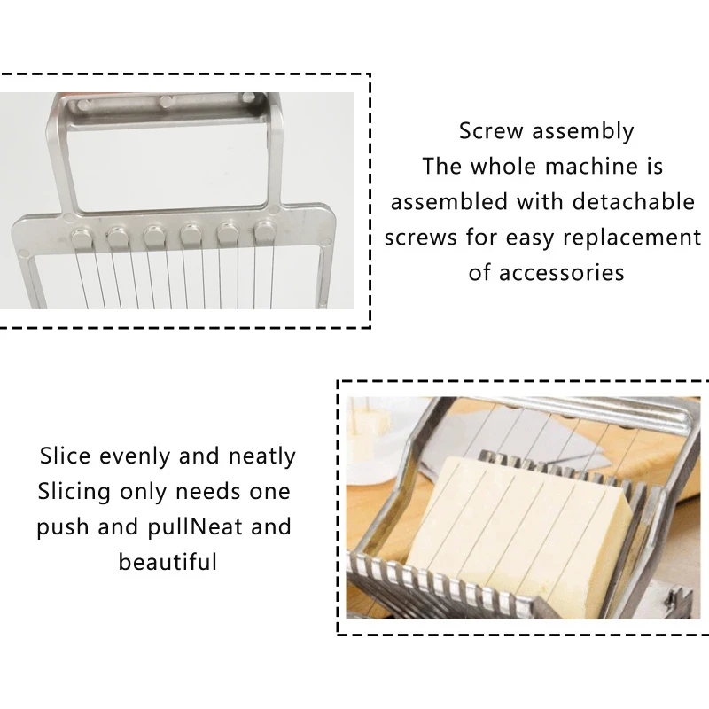 Cheese Slicer Board 1cm 2cm, Butter Sausage Cream Slicer Cutter Cutting Kitchen Hand Tool Free Gift Stainless Steel Wire