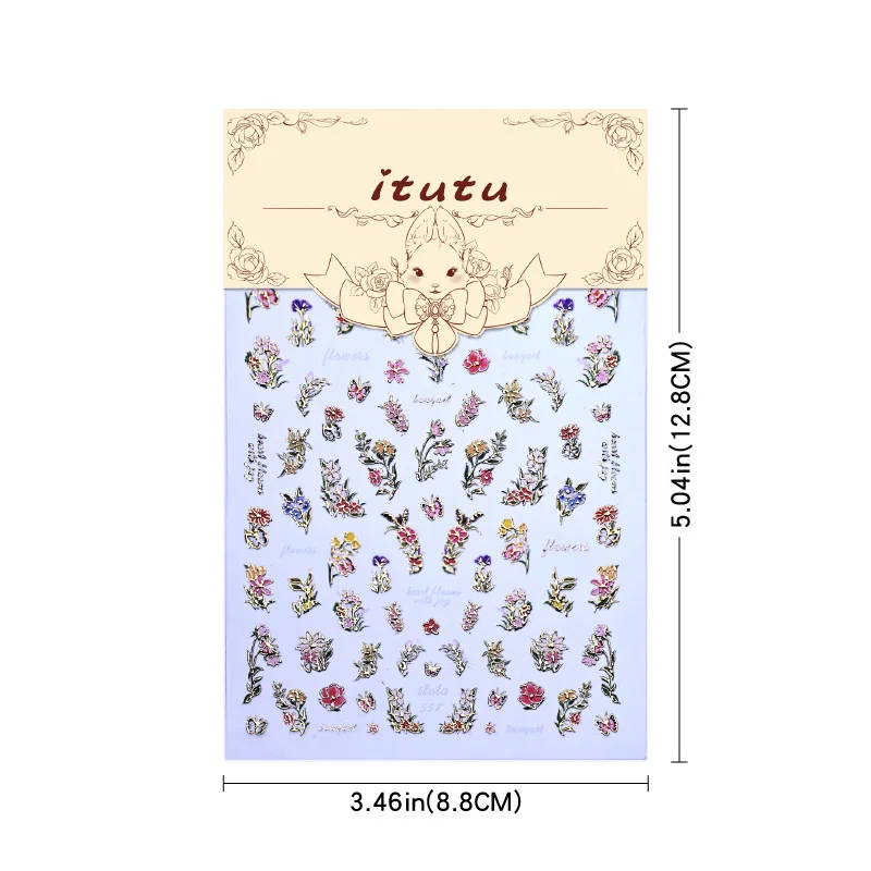 2pack Nail Art Sticker 3D Floral Embossed Nail Decals Gold Foil Flower Manicure Accessories DIY Nail Supplies for Women