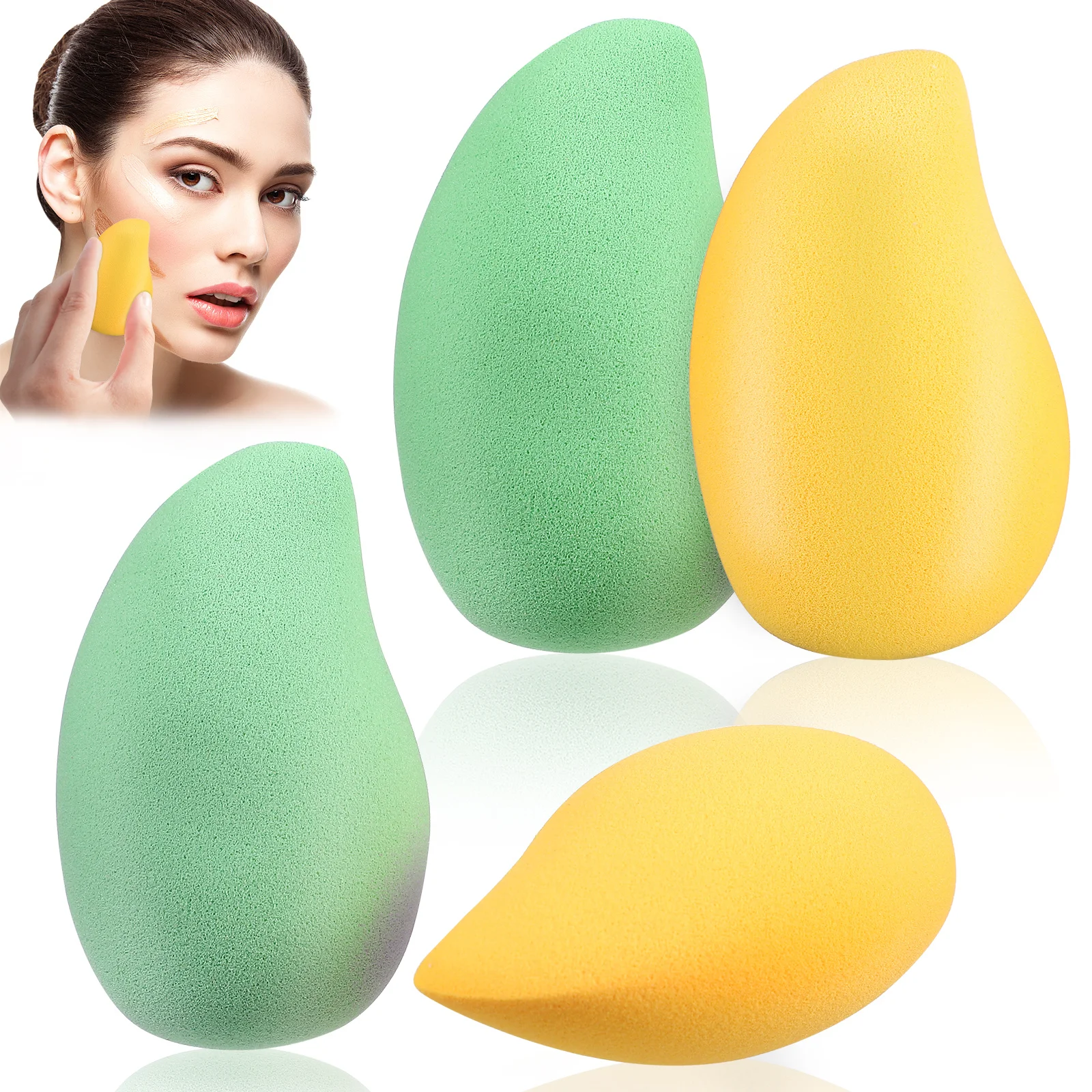 

4Pcs Makeup Powder Mango Shape Sponges Foundation Face Makeup Tools Women Beauty Supplies Powder Puff