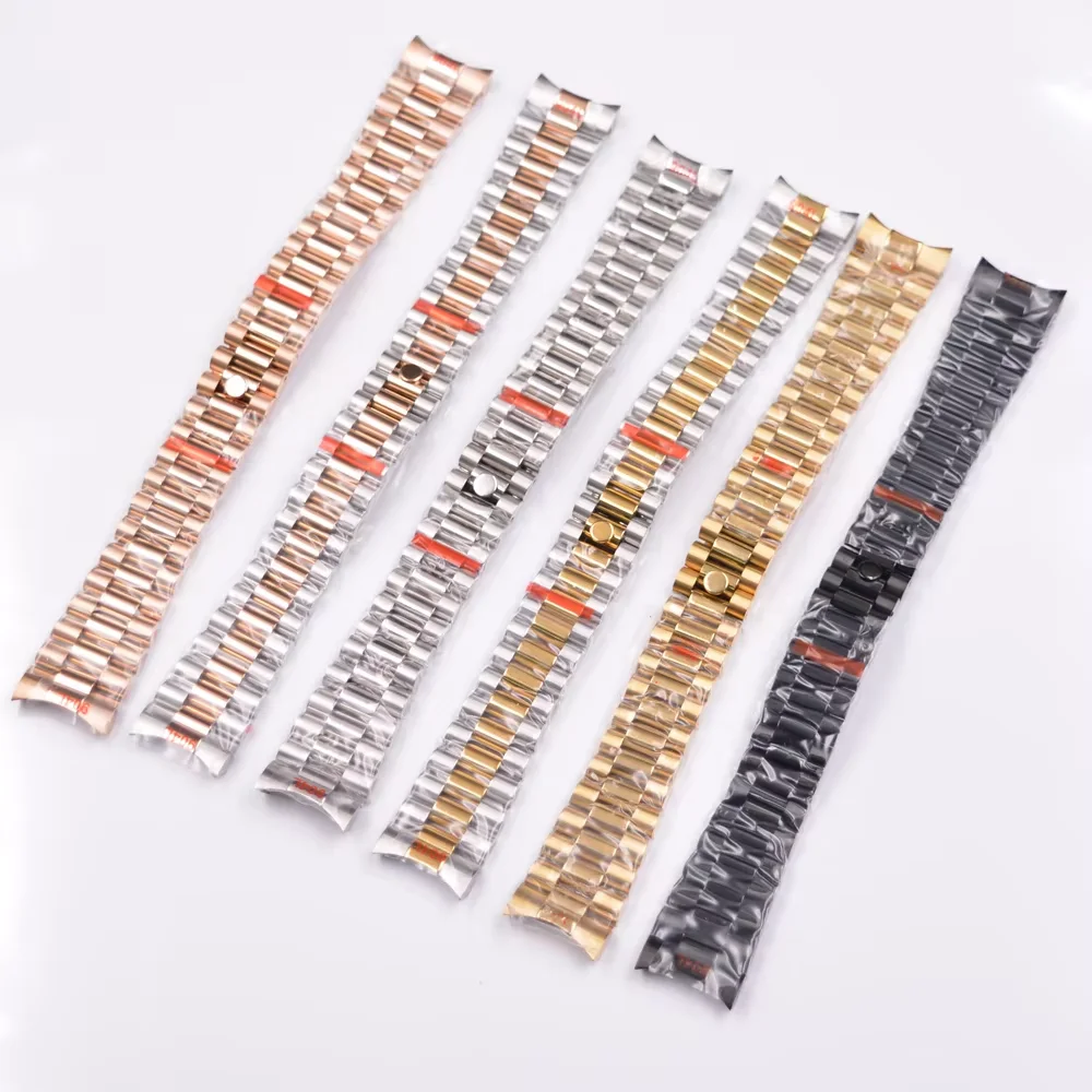 High quality 20mm stainless steel watch band folding buckle fit watch case strap Presidential bracelet