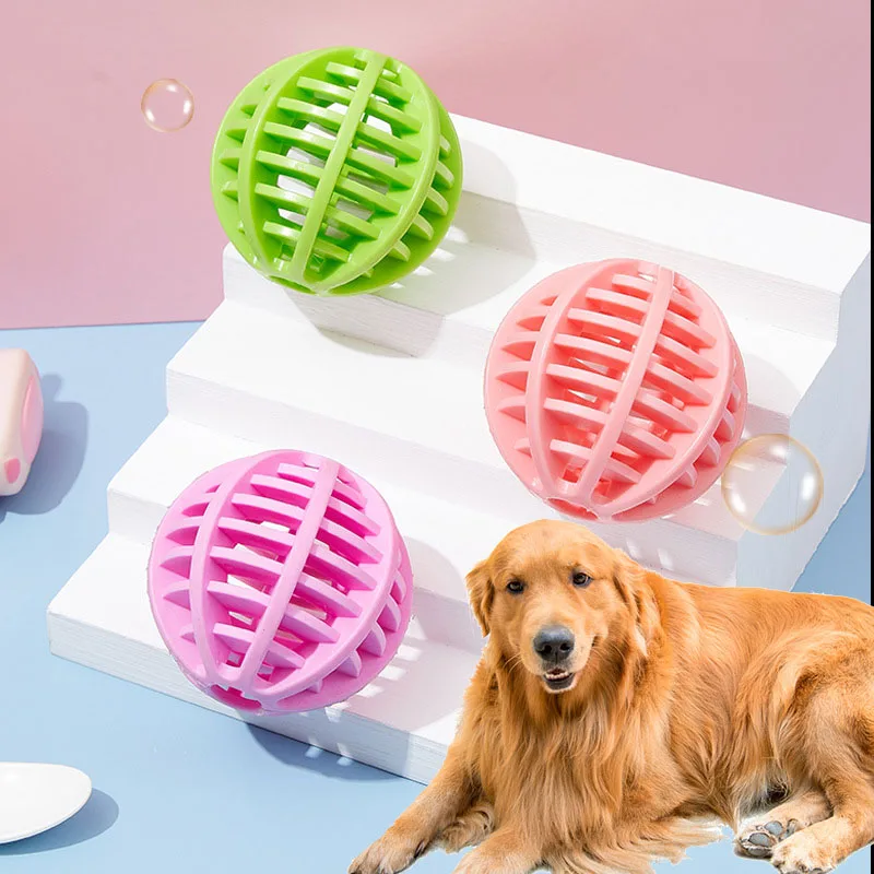 Durable Rubber Treat Dispensing Dog Ball Toy Bite Resistant 