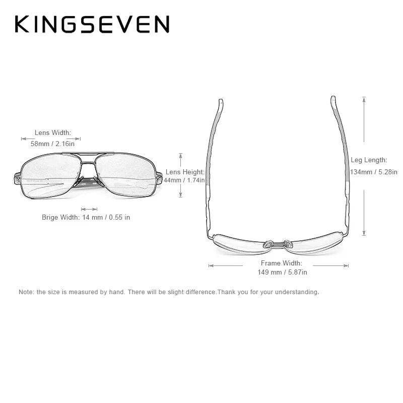 KINGSEVEN 2024 Aluminiowo-magnezowe męskie okulary przeciwsłoneczne z polaryzacją dla mężczyzn / kobiet Oculos De Sol UV400 — zdjęcie 3