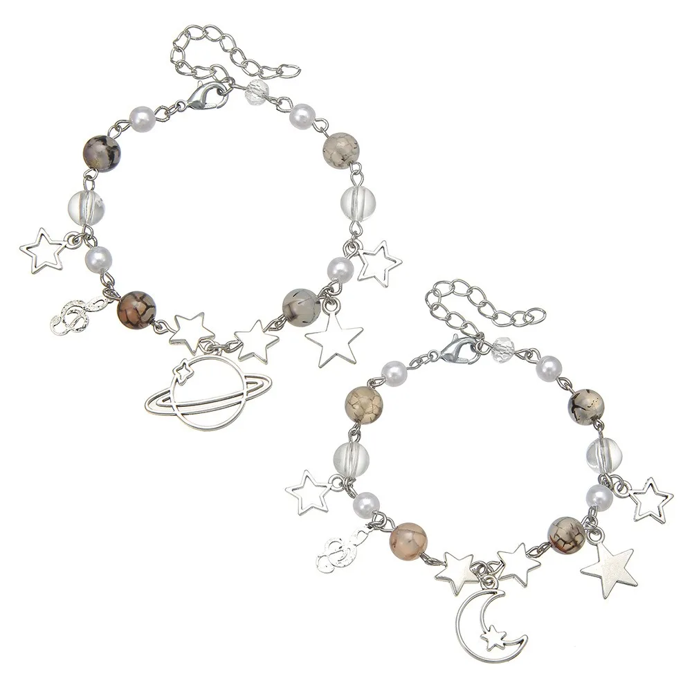 Jewelry Hollow Star Couple Bestie Bracelet Punk Sweet Moon Sun Wristband Cartoon Kitten Bangle Valentine's Day Gift Women Men