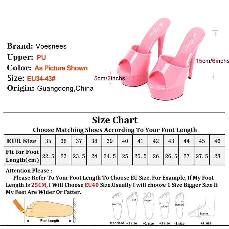 Plus Size Model Slippers Summer 15CM Party High Heels Mules Nightclub Sexy Women Shoes Europe And America Thick Platform Sandals