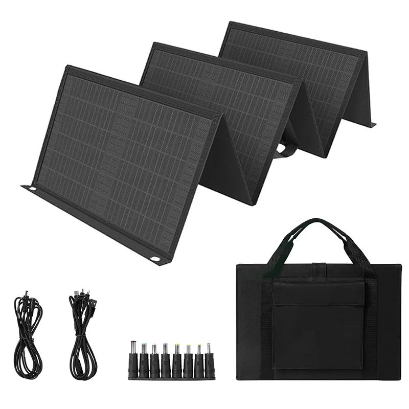Wholesale APH-FB124 Portable 60W Foldable Monocrystalline Silicon Solar Panels IP65 Waterproof Lightweight Black 18.5%