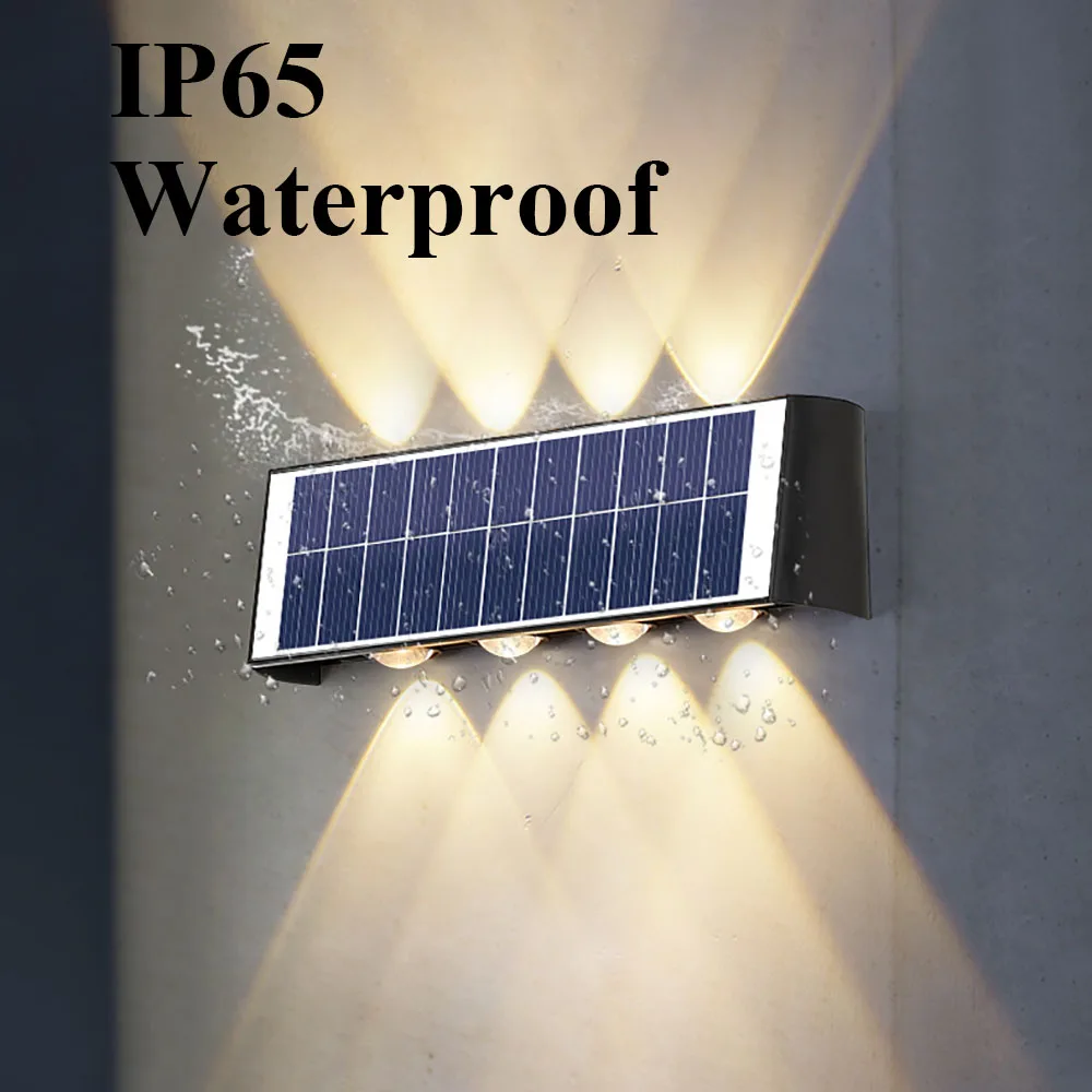 LED Solar Wall Lamp Outdoor Waterproof Solar Powered Light UP and Down Illuminate Home Garden Porch Yard Decoration