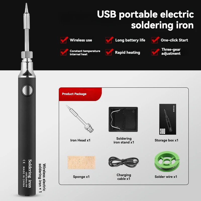 Cordless Electric Soldering Iron Pen 5V,8W Fast Charging Lithium Battery Portable Repair Welding Tools