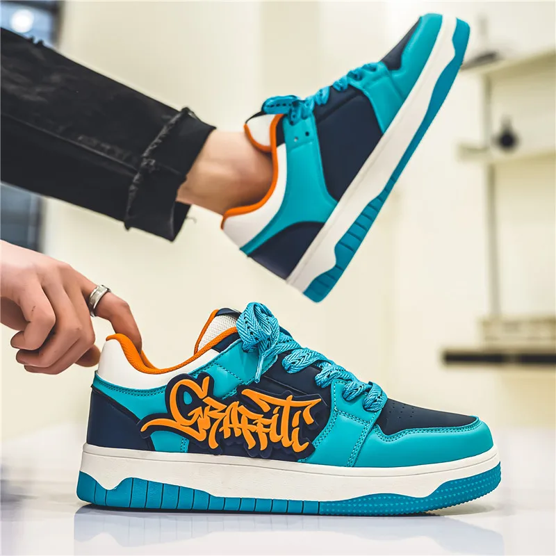 

Brand Blue Designer Skateboard Shoes Men Streetwear Hip hop Sneakers Men Luxury Platform Skateboard Sneakers Men basket homme