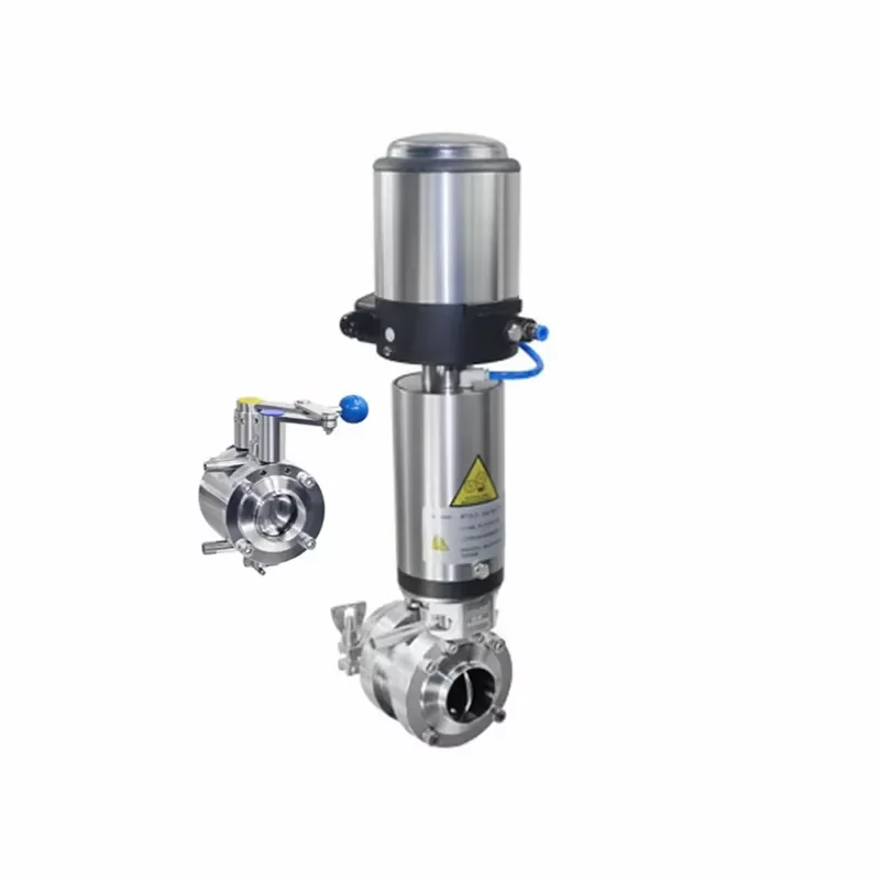 DONJOY SS316L 304 Sanitary Butterfly Regulating Valve Double Mixing Proof Pneumatic Controller