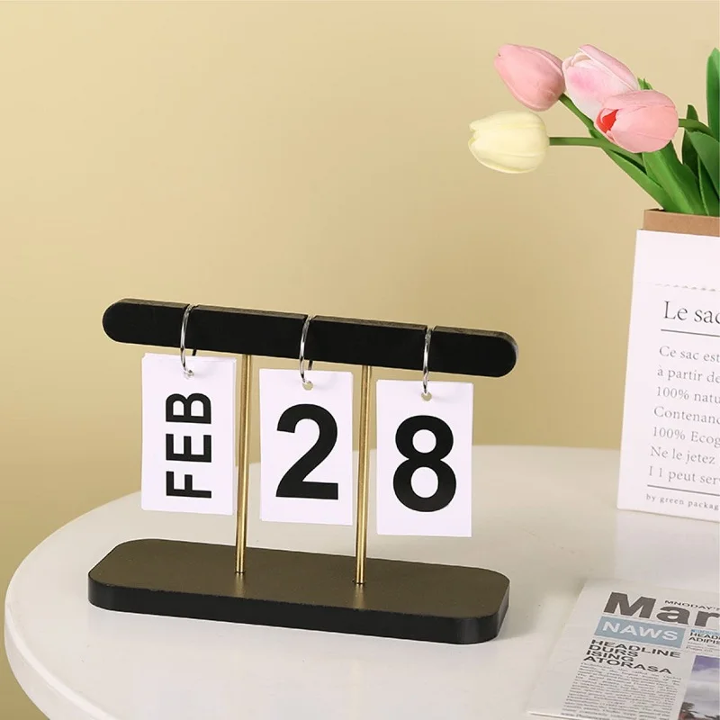 Calendário De Madeira Com Flip Page Para Decoração De Mesa, Calendário Criativo E Simples, Calendário De Quarto, Presente De Férias