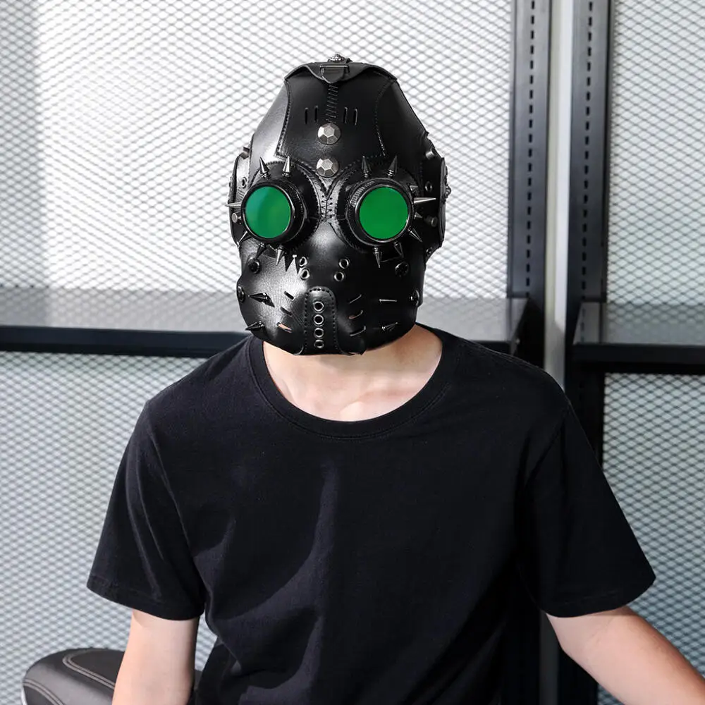 Unisex Punk Style PU Leather Headgear Medieval Gas Mask Halloween Steampunk Plague Mask COSPLAY Ball Party Prop Creative Headset
