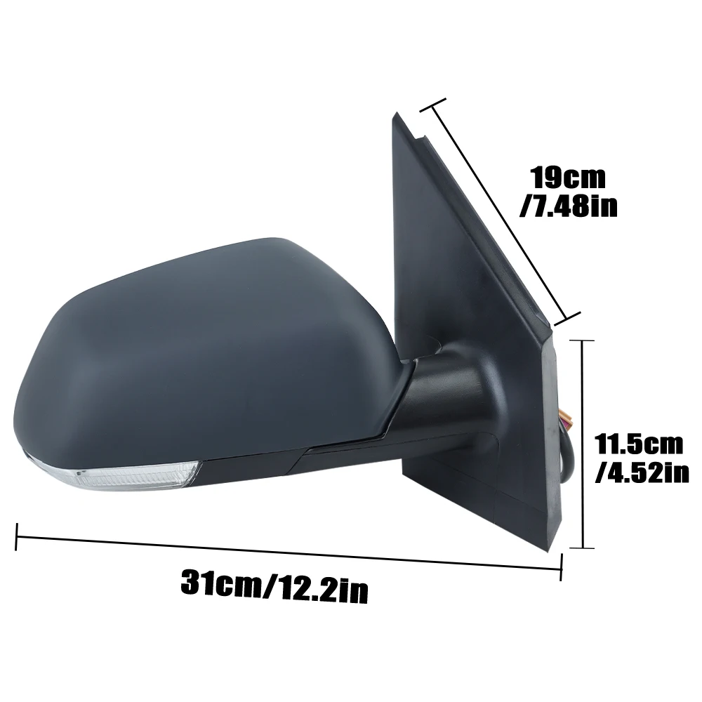 For VW Polo Mk4 9N3 2005-2009 Door Wing Mirror Manual Cable Black side heated mirrors with turn signal lights car accessories