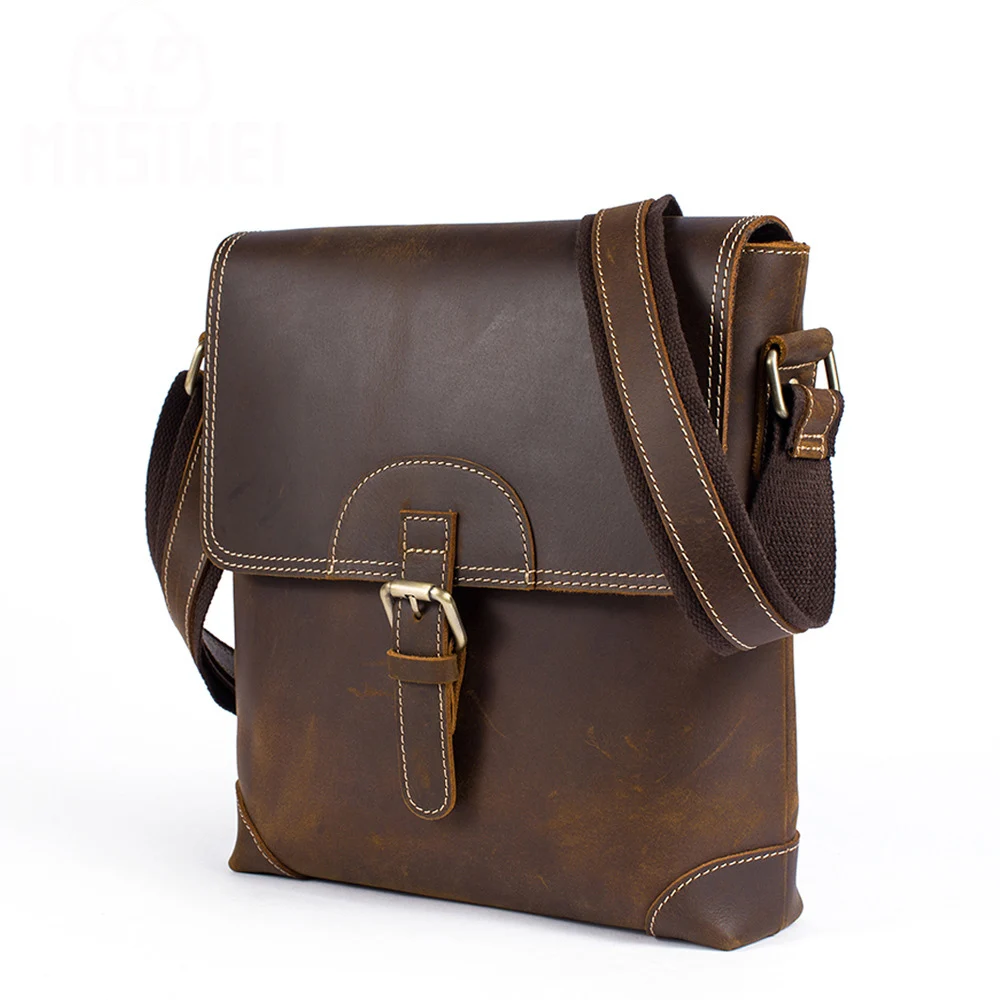 Fashion Leather Shoulder Bag For Men Casual Fashion Vintage Designer Crossbody Bags Genuine Leather Messenger Boy School Bag